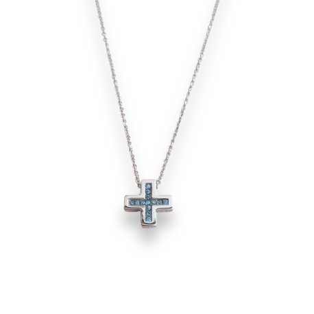 NECKLACE K14 WHITE GOLD CROSS