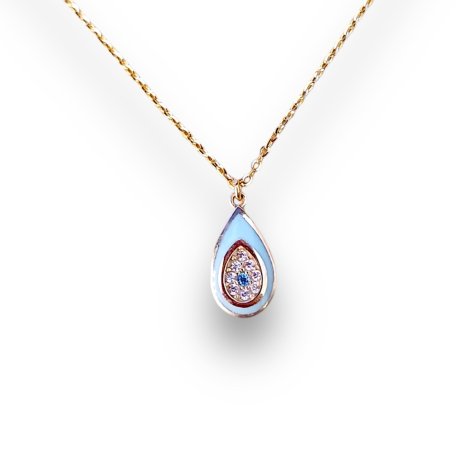 NECKLACE EYE WITH ENAMEL YELLOW GOLD K14