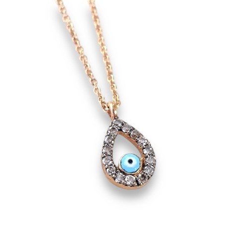 NECKLACE PINK GOLD K18 WITH DIAMONDS AND CHAIN